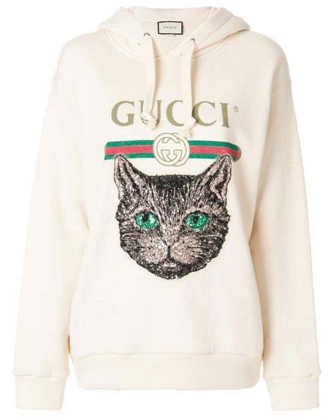 gucci mystic cat hoodie black|Gucci Mystic Cat Logo Hoodie in Natural .